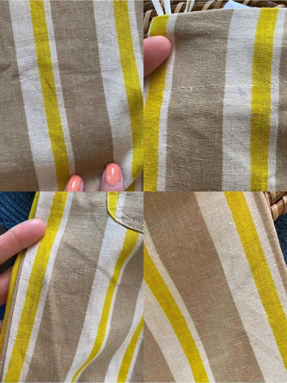 ZARA Striped Linen Blend Wide-Leg Trousers in Beige and Yellow! 🐚